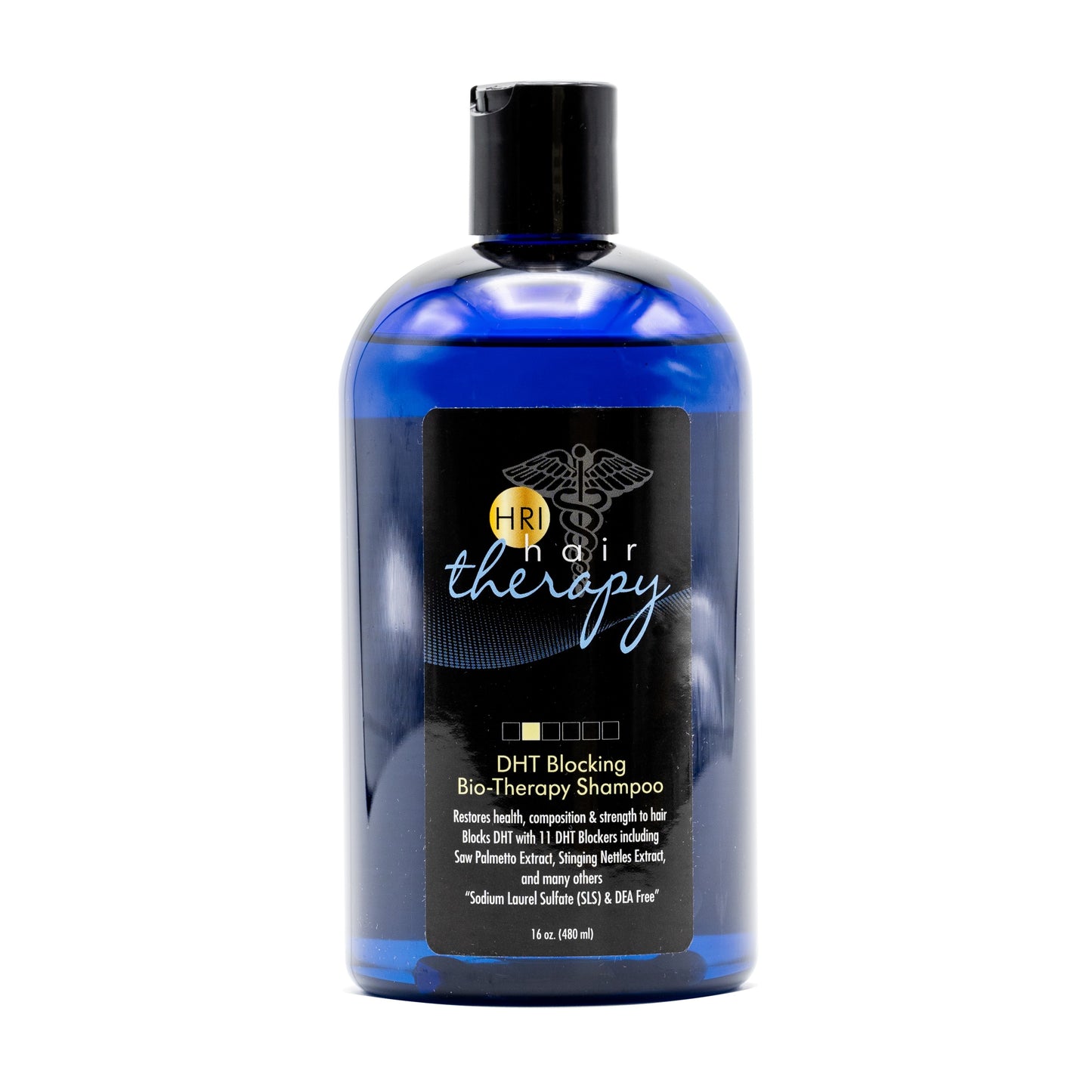 The HRI Men's DHT Blocking Bio-Therapy Shampoo creates the appearance of thicker, fuller hair without the harsh ingredients of most common shampoos. Our gentle, herbal formula is free of sulfates, Cocamide DEA, SLS, and parabens, our non-irritating shampoo is great for both men and women of all hair types and textures.