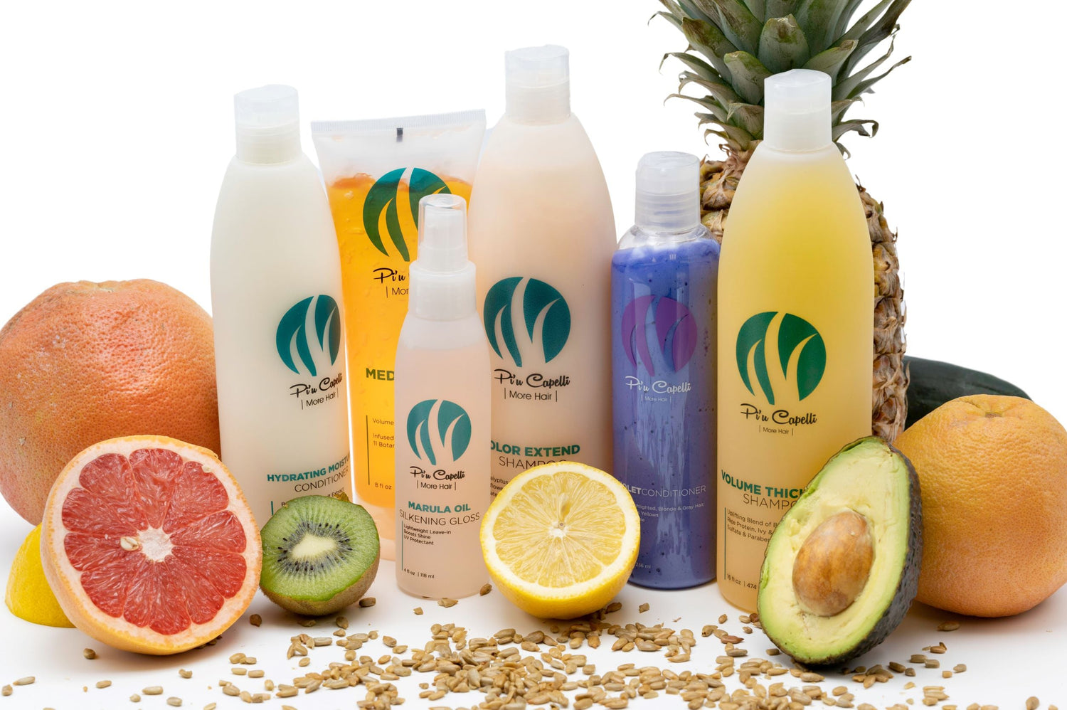 Piu Capelli natural gentle shampoos and conditioners for people who wear hair systems including dermal lens.